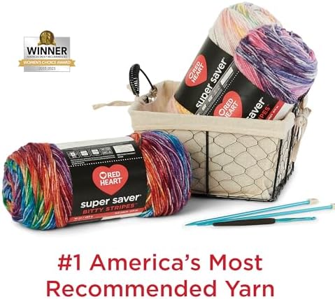 Red Heart Super Saver Bitty Stripes Crayon Box Yarn - 2 Pack of 10oz/283g - 100% Acrylic - #4 Worsted (Medium) - 515 Yards - Knitting/Crochet - Image 3