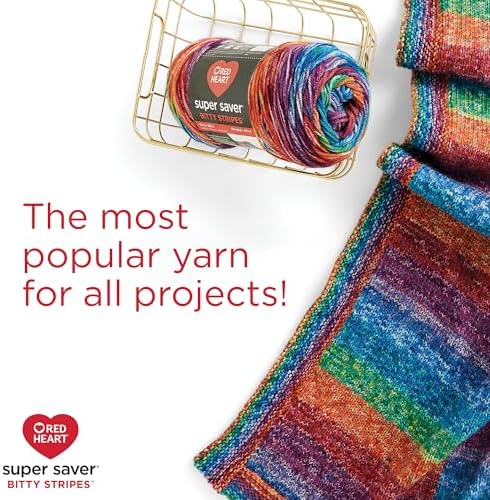 Red Heart Super Saver Bitty Stripes Crayon Box Yarn - 2 Pack of 10oz/283g - 100% Acrylic - #4 Worsted (Medium) - 515 Yards - Knitting/Crochet - Image 6